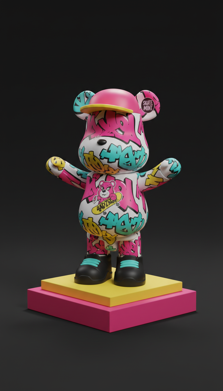 Skate mint graffiti bear collectible toy