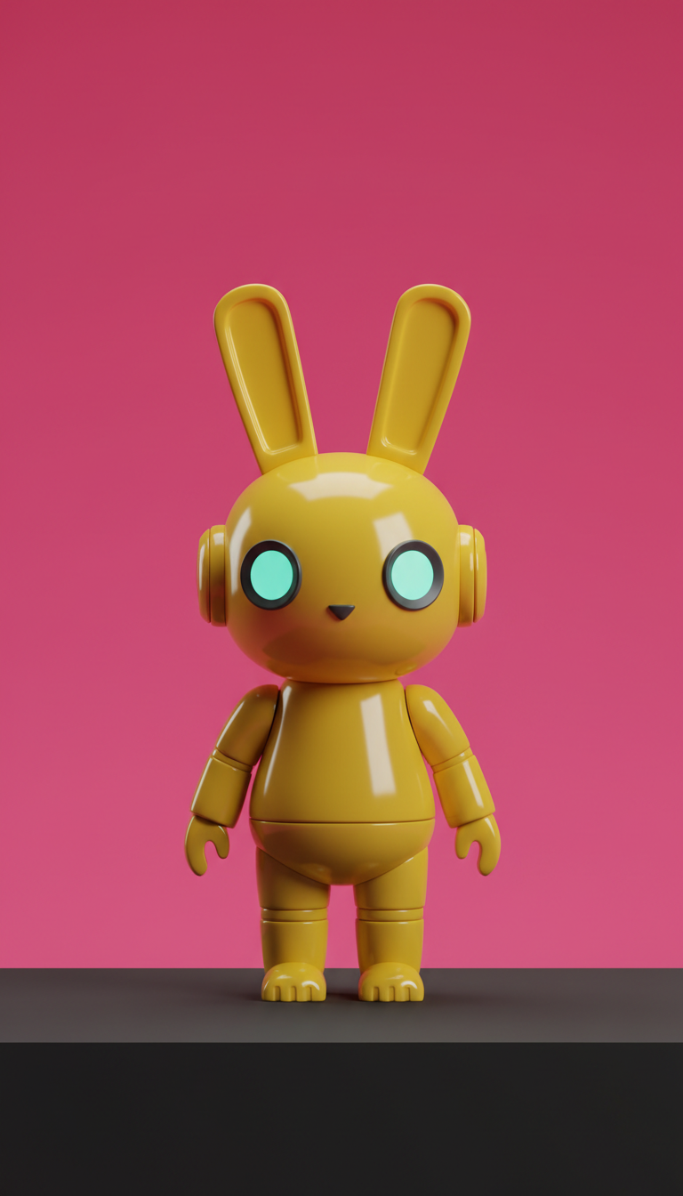 Taxi yellow robo-rabbit art figure